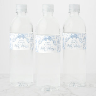 All Blue Toile Safari Animal Baby Boy Dusche Wasserflaschenetikett