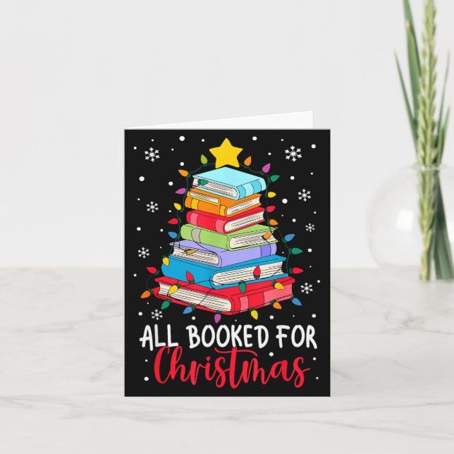All Booked For Christmas Book Christmas Tree Light Karte (Vorderseite)