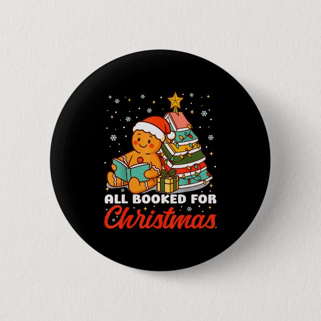 All Booked For Christmas Gingerbread Christmas Tre Button (Vorderseite)
