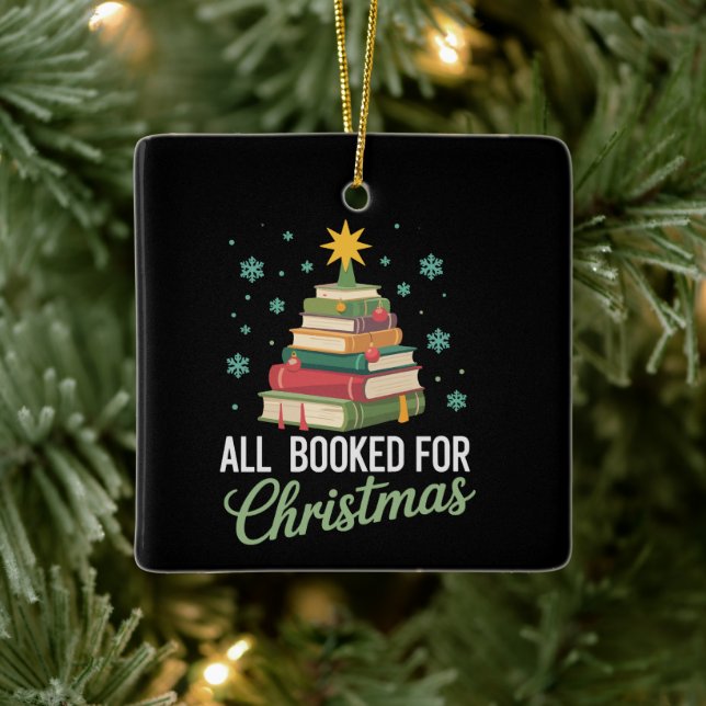 All Booked For Christmas Tree Books Teacher Xmas  Keramikornament (Baum)