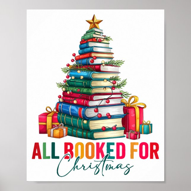 All Booked For Christmas Xmas Tree Teacher Holiday Poster (Vorne)