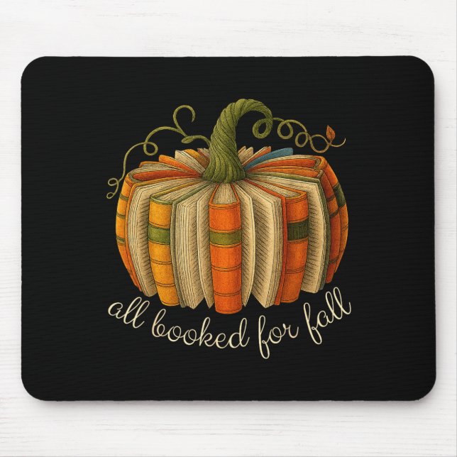 All Booked For Fall Book Pumpkin Reading Halloween Mousepad (Vorne)
