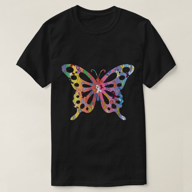 All Cancer Matters Awareness Butterfly All Ribbons T-Shirt (Design vorne)