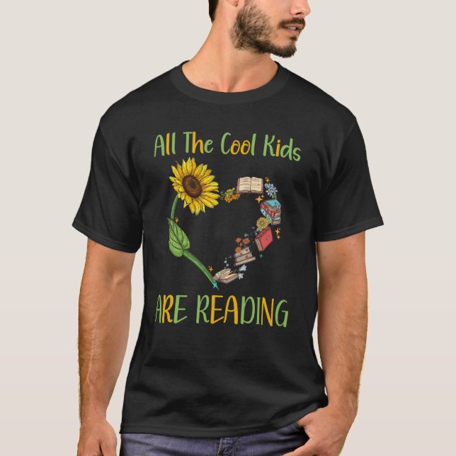 All Cool Kids Are Reading Book Nerd Reading Teache T-Shirt (Vorderseite)