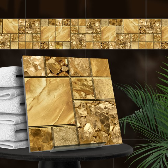 All das Gold - geometrisches Mosaikmuster N2 Fliese (Von Creator hochgeladen)