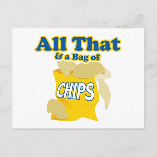 All das und eine Tasche Chips Postkarte (Vorderseite)
