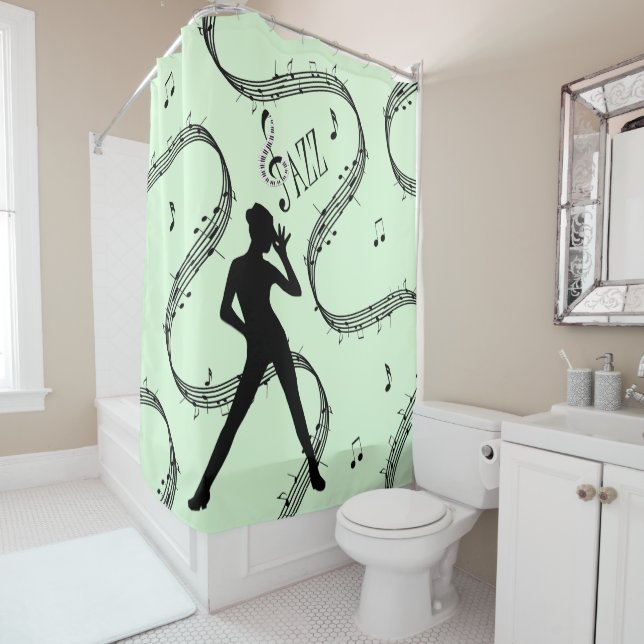 All das, was Jazz Dance Green Music Design Dusche  Duschvorhang (Beispiel)