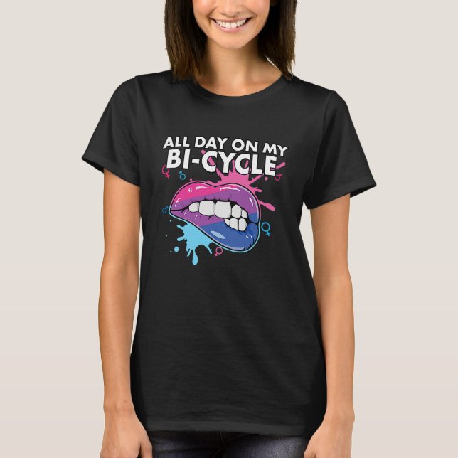 All Day On My Bi cycle Bisexual Rainbow Pride LGBT T-Shirt (Vorderseite)