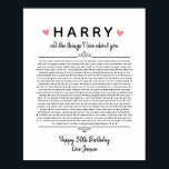 all die Dinge, die ich über dich zum Geburtstag Li Poster<br><div class="desc">Dies ist ein DO IT YOURSELF XX Gründe,  warum wir Sie Liebe. Rose Gründe,  warum wir Sie Liebe,  bearbeitbare 50 Gründe,  60. Geburtstag,  bearbeitbar,  80. Geburtstag,  Erinnerungen,  Liebe Sie,  Mama,  Rentner Sie können den Haupttext bearbeiten. Dekonstruiert von The Künstlerisch Apples Limited</div>
