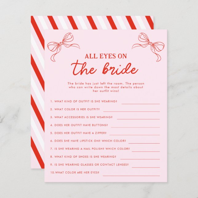 All Eyes on the Bride Christmas Bridal Shower Game (Vorne/Hinten)