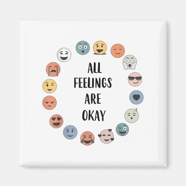 All Feelings Are Okay School Teacher Psychologist  Magnet (Vorne)
