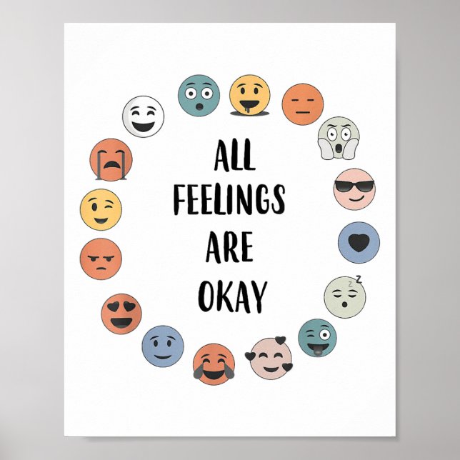 All Feelings Are Okay School Teacher Psychologist  Poster (Vorne)