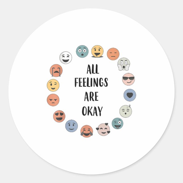 All Feelings Are Okay School Teacher Psychologist  Runder Aufkleber (Vorderseite)