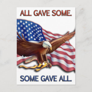 ALL GAVE SOME. SOME GAVE ALL AMERICAN FLAG & EAGLE POSTKARTE