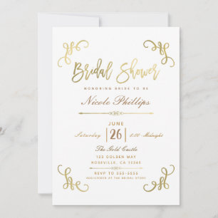 All Gold Faux Folie Schriftart für Junggesellinnen Einladung