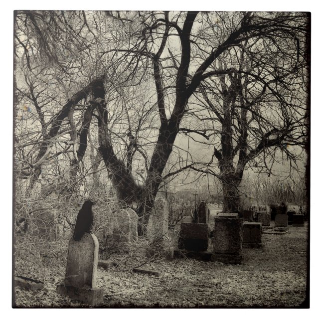 All Hallow's Eve Crow Fliese (Vorderseite)