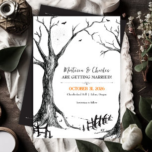 All Hallows Eve Halloween Baum Hochzeit Save The Date
