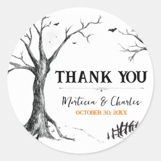 All Hallows Eve Halloween Tree Gastgeschenk Hochze Runder Aufkleber