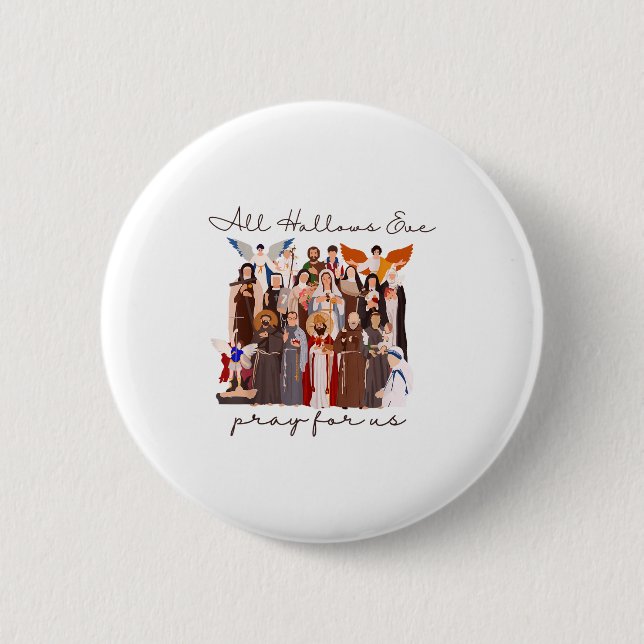 All Hallows Eve Pray For Us Halloween Catholic Sai Button (Vorderseite)