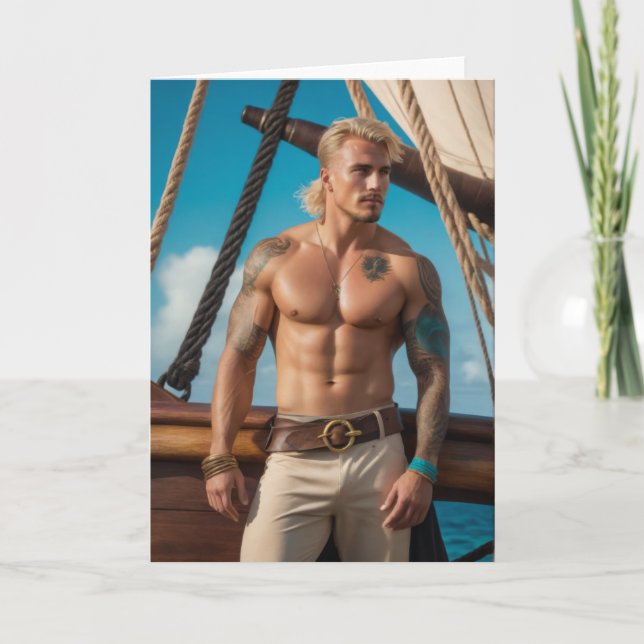 All Hands on Deck Hot Guy Greetings Card Karte (Vorderseite)
