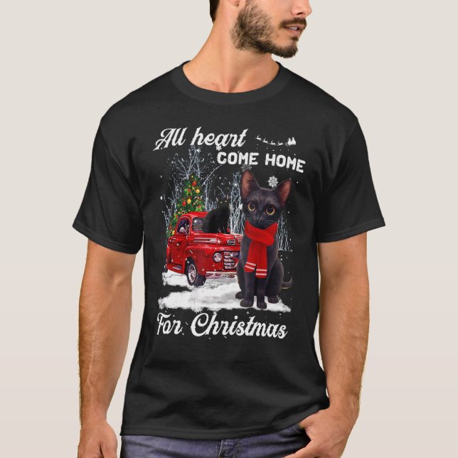 All Heart Come Zuhause für Christmas Black Cat Chr T-Shirt (Vorderseite)