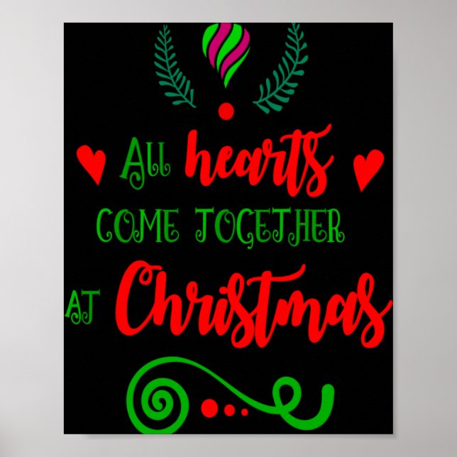 All Hearts Come Together At Christmas Holiday Kids Poster (Vorne)