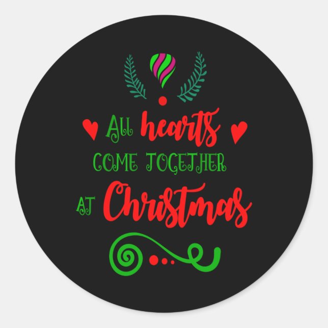 All Hearts Come Together At Christmas Holiday Kids Runder Aufkleber (Vorderseite)