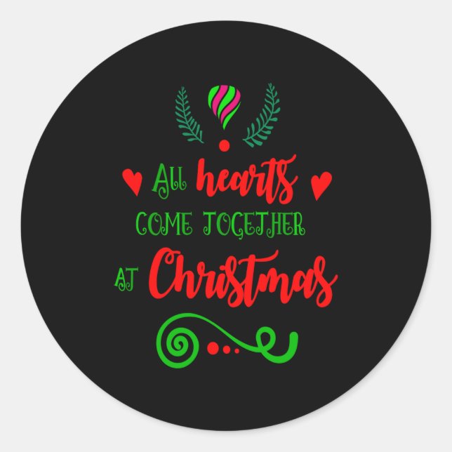 All Hearts Come Together At Christmas Holiday Kids Runder Aufkleber (Vorderseite)