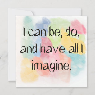All I Imagine Aquarell-Zitat Kunstkarte Feiertagskarte