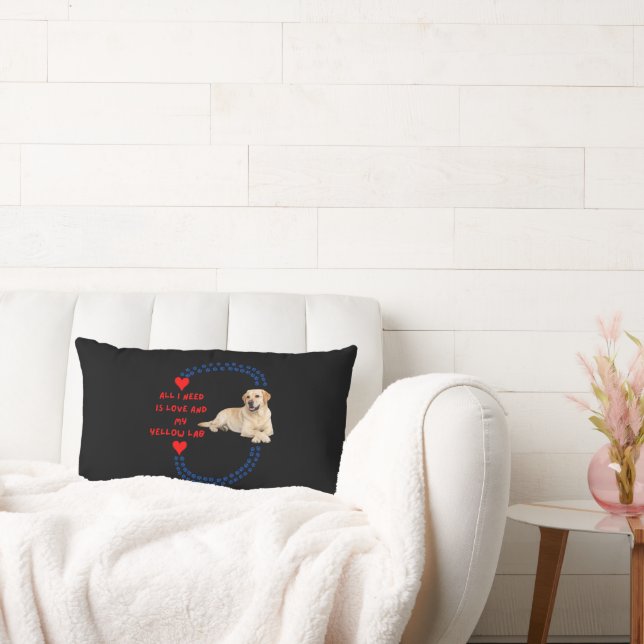 All I Need Is LOVE and a Yellow Lab Lumbar Pillow Lendenkissen (Liege)