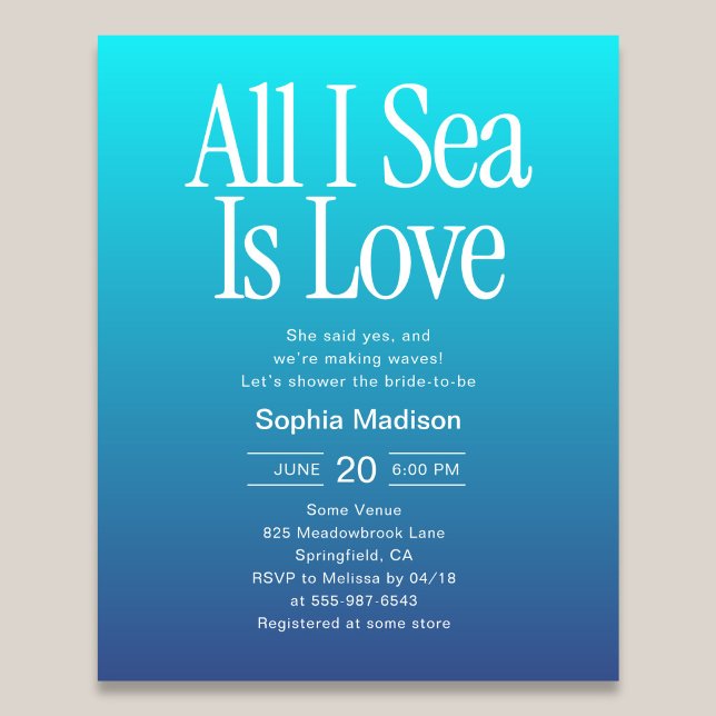 All I Sea Is Love Bridal Shower Blue Flyer (Von Creator hochgeladen)