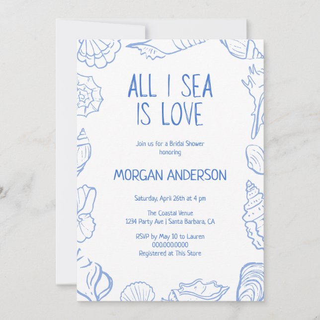All I Sea is Love Bridal Shower Einladung (Vorderseite)