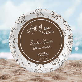 All I Sea is Love Brown Seashells Doodles  Pappteller