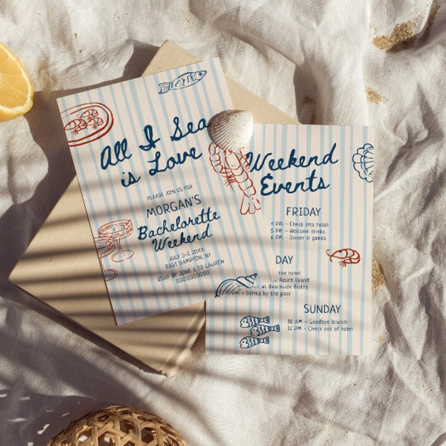 All I Sea is Love Coastal Bachelorette Einladung (Von Creator hochgeladen)