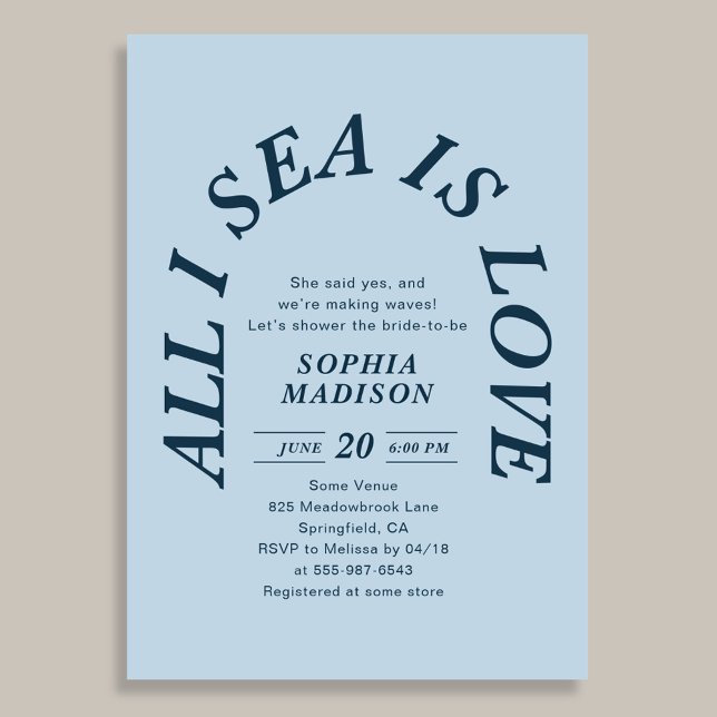 All I Sea Is Love Coastal Bridal Shower Blue Einladung (Von Creator hochgeladen)
