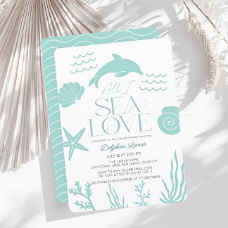 All I Sea is Love Dolphin Coastal Bridal Shower Einladung