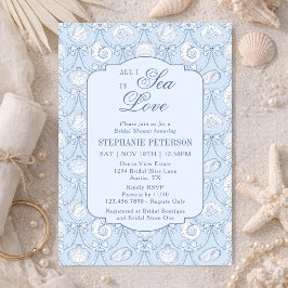 All I Sea Is Love Dusty Blue Coastal Bridal Shower Einladung