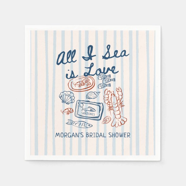 All I Sea is Love Seafood Bridal Shower Serviette (Vorderseite)