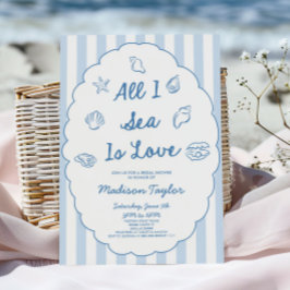All I Sea Is Love Seashell Coastal Bridal Shower Einladung