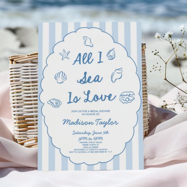 All I Sea Is Love Seashell Coastal Bridal Shower Einladung (Von Creator hochgeladen)