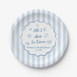 All I Sea Is Love Seashell Coastal Bridal Shower Pappteller