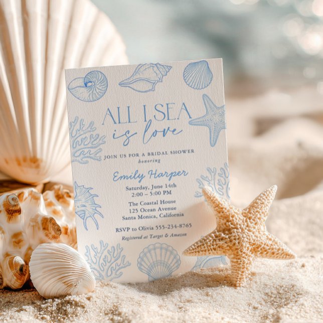 All I sea Is Love Seashells Bridal Shower Einladung (Von Creator hochgeladen)