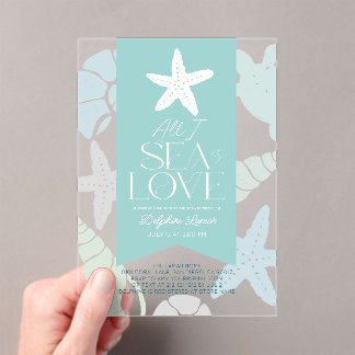 All I Sea is Love Starfish Bridal Shower Acryleinladungen