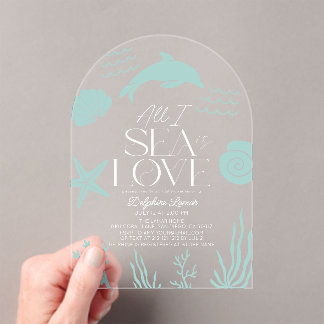 All I Sea is Love Turqouise Dolphin Bridal Shower Acryleinladungen