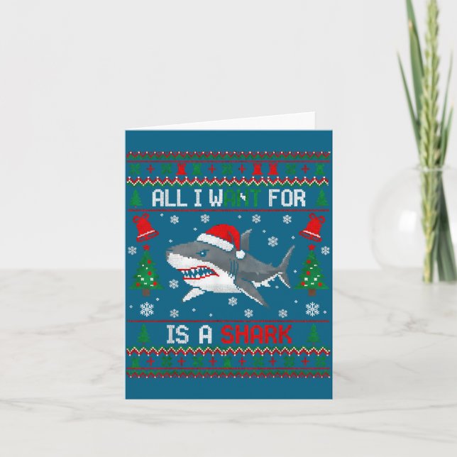 All-i-want-for Christmas Is A Shark, Funny Shark C Karte (Vorderseite)