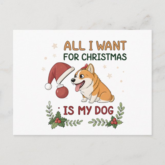 All I Want for Christmas Is My Dog Art Postkarte (Vorderseite)