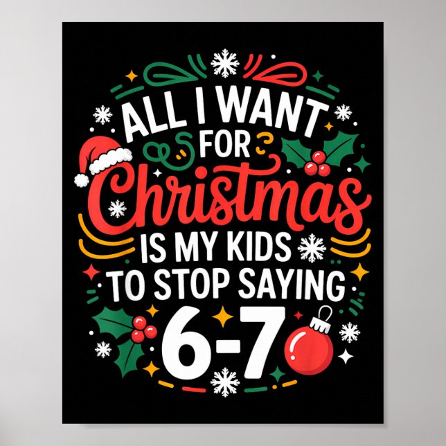 All I Want For Christmas Is My Kids To Stop Saying Poster (Vorne)