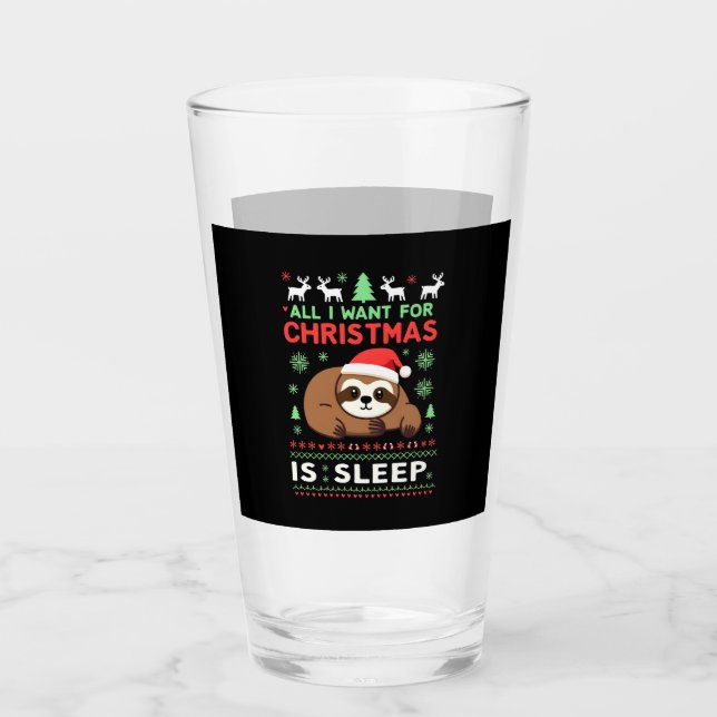 All I Want For Christmas Is Sleep - Funny Xmas Slo Glas (Vorderseite)