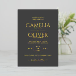 All-in-1 Black Gold Foil Wedding QR Code Folieneinladung