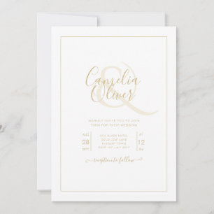 All-in-1 Elegante Classic Gold Text White Wedding Einladung